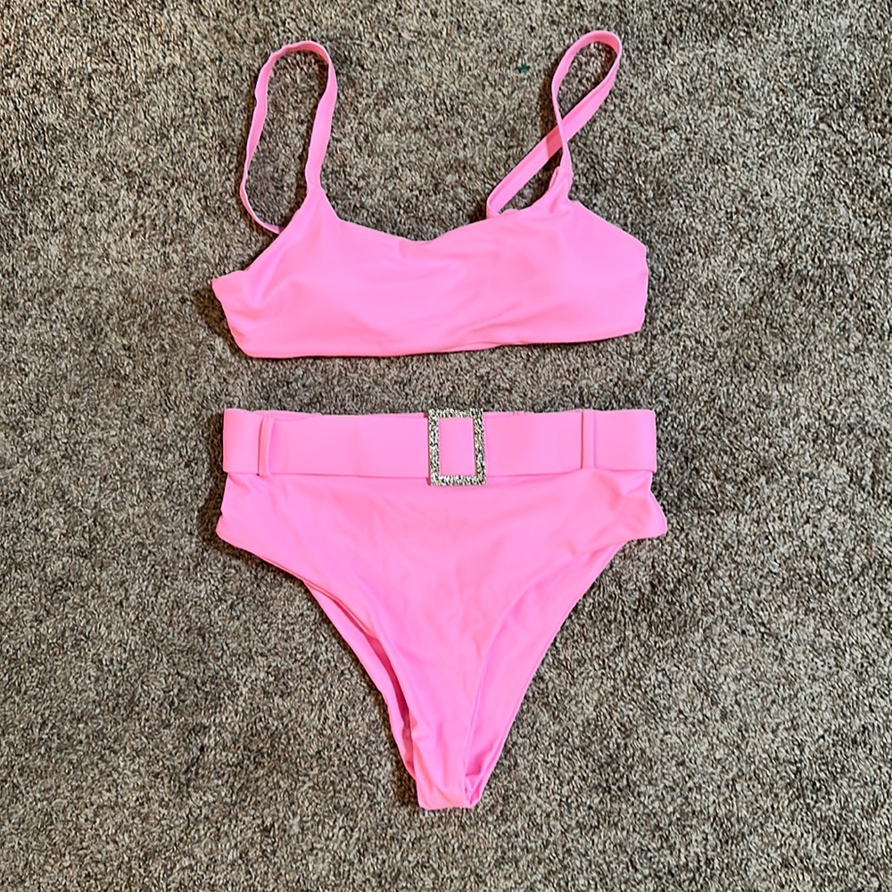 Pink High Wasted Two-Piece Bathing Suit